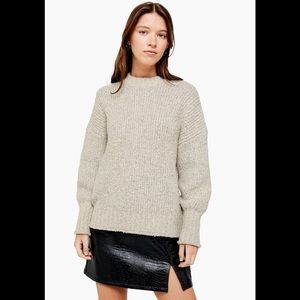 TopShop knitted Boucle Crewneck Sweater in Oatmeal